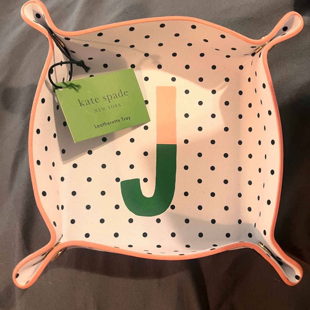 Kate Spade Polka Dot Leatherette Tray - Pink and Green